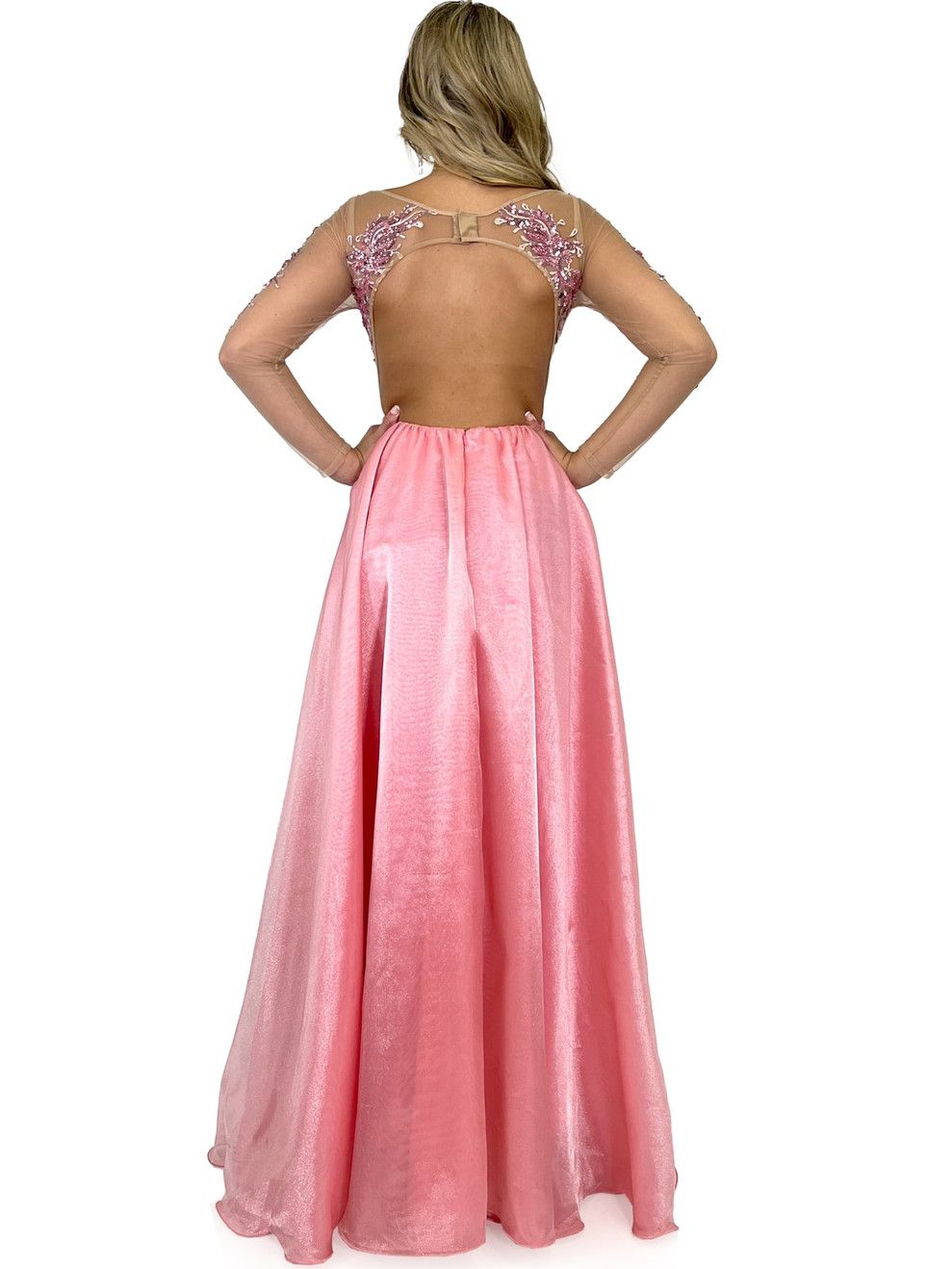 Style 8307 Marc Defang Size 4 Prom Sheer Pink A-line Dress on Queenly