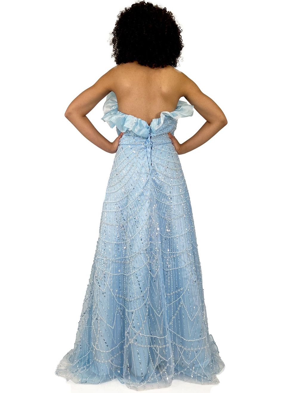 Style 8301 Marc Defang Size 4 Prom Blue A-line Dress on Queenly