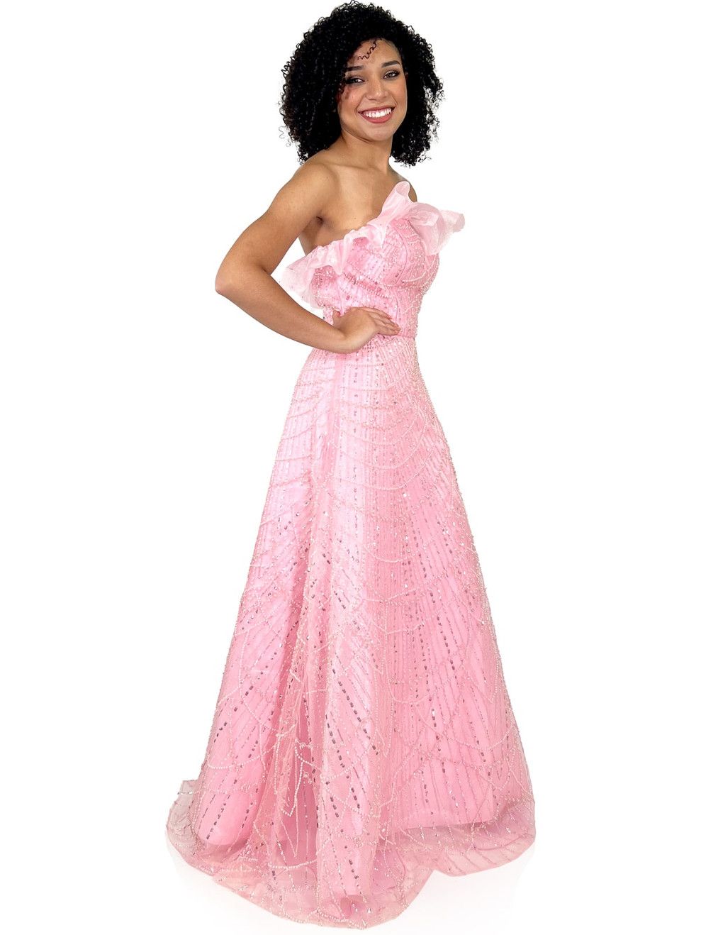 Style 8301 Marc Defang Size 4 Prom Pink A-line Dress on Queenly