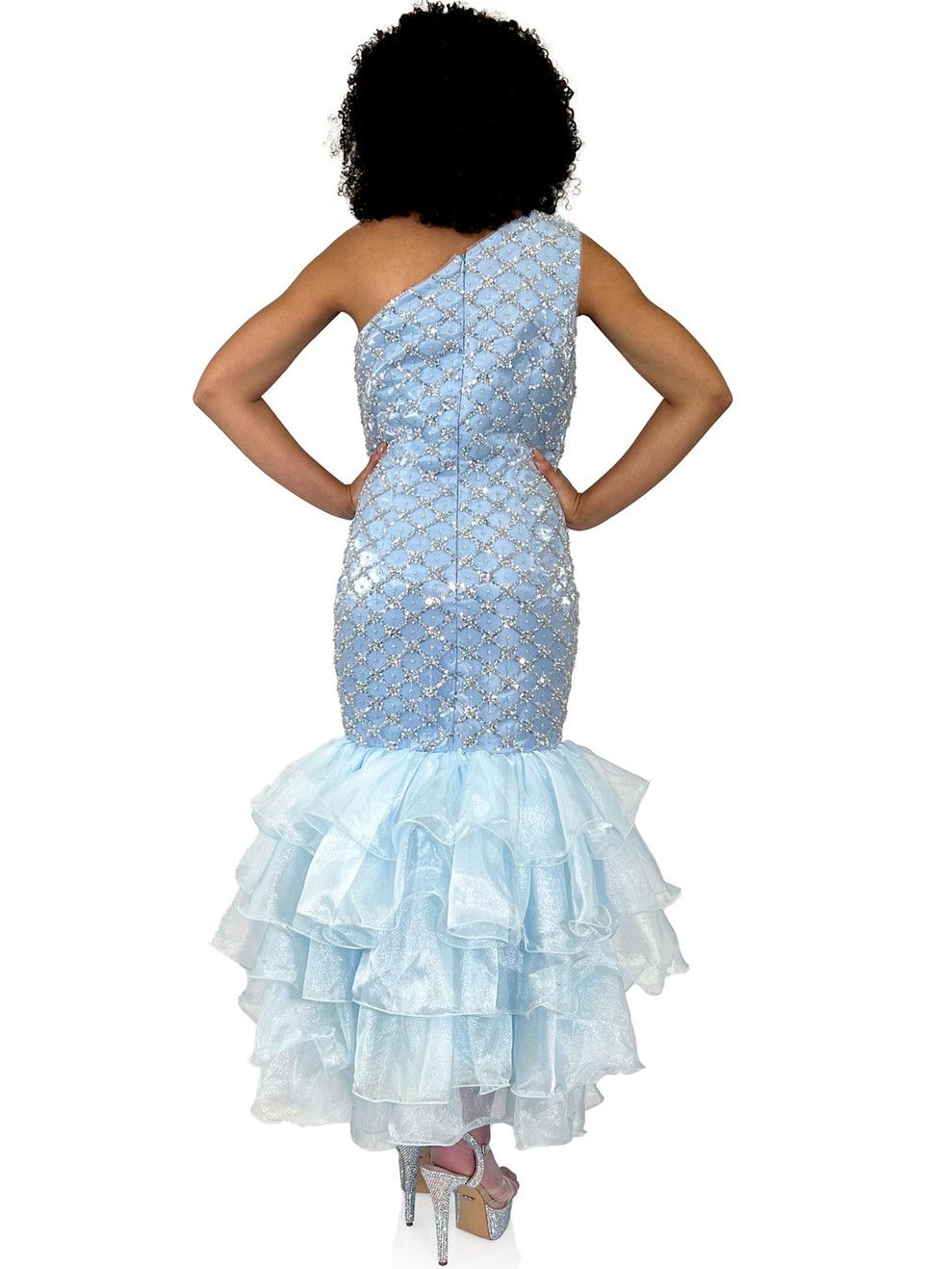 Style 8316 Marc Defang Size 7 Pageant Blue Mermaid Dress on Queenly