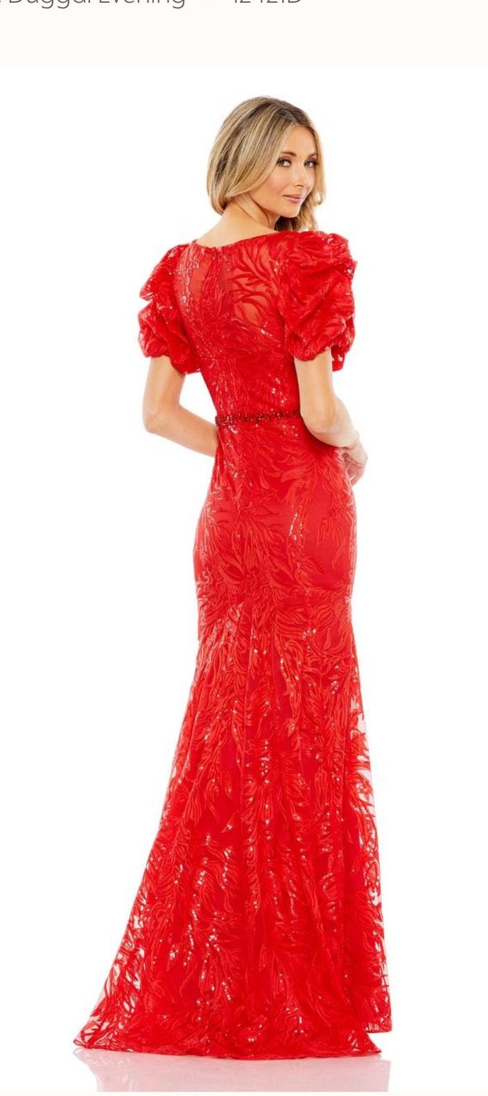 Style 12421 Mac Duggal Size L Prom Plunge Red Mermaid Dress on Queenly