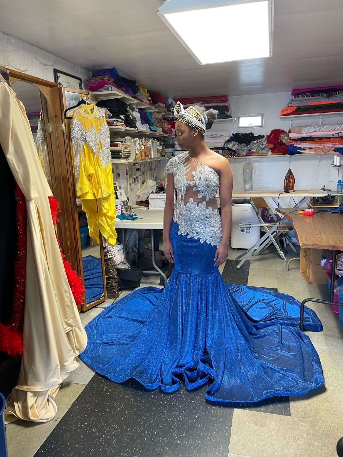Size 6 Prom One Shoulder Blue Mermaid Dress on Queenly