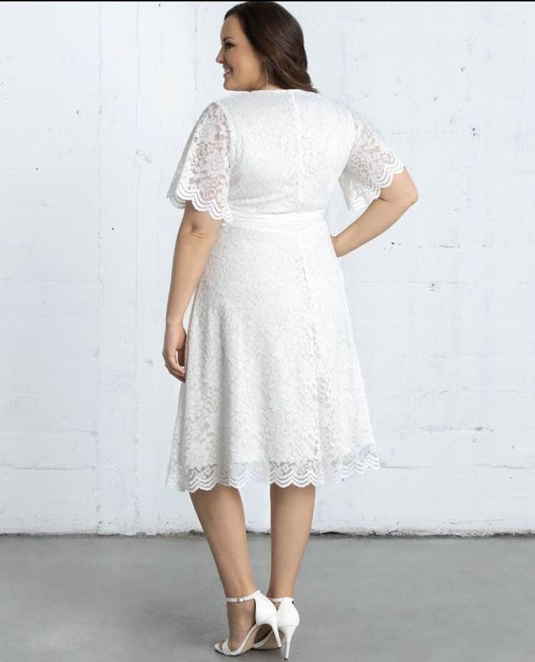 Kiyonna Size 14 Lace White A-line Dress on Queenly
