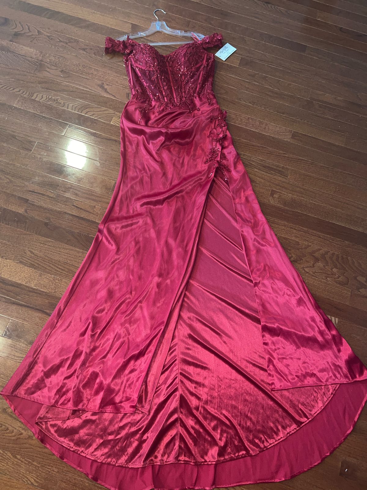 Cinderella Divine Size 10 Prom Off The Shoulder Red Side Slit Dress on Queenly