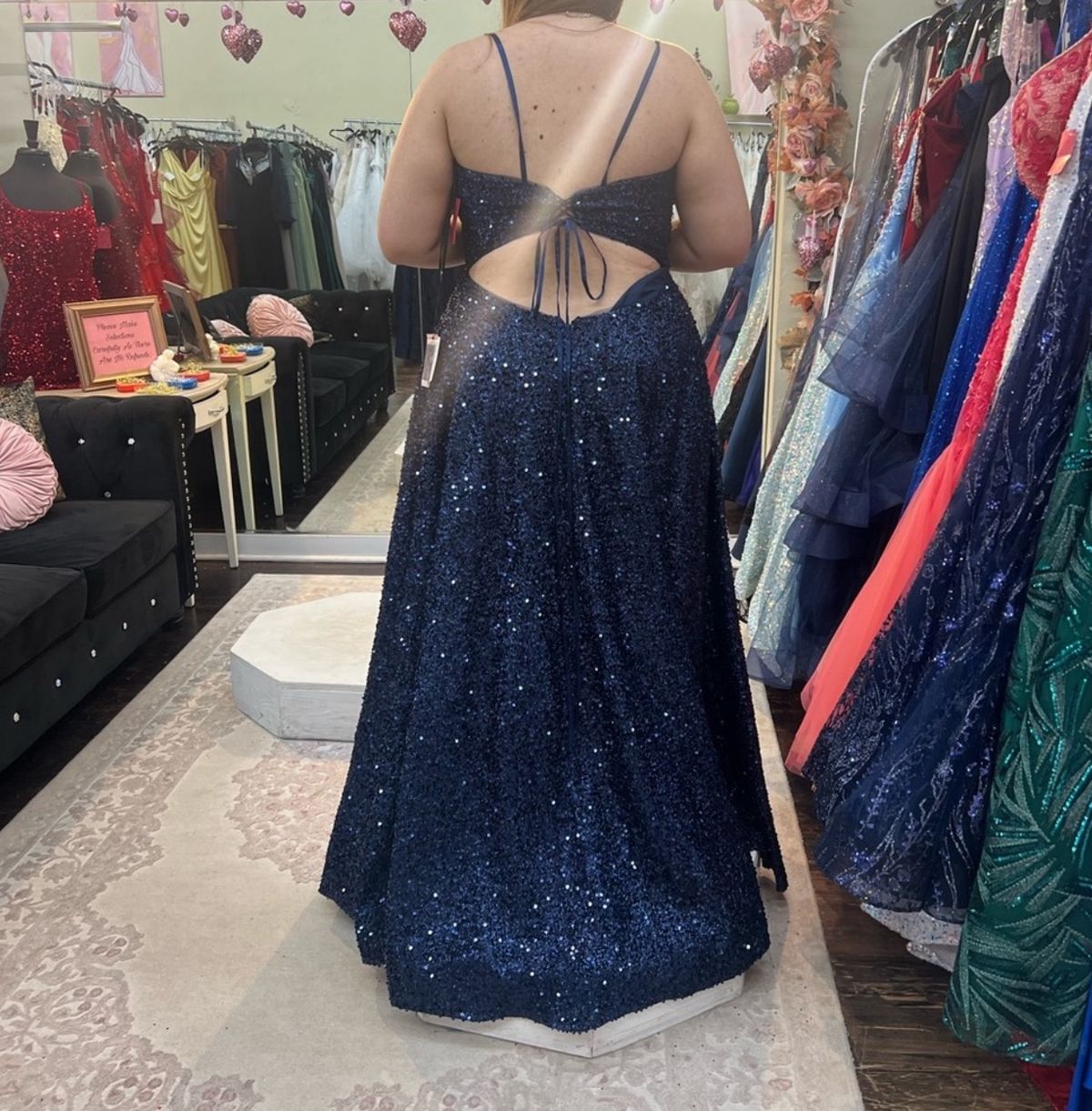 Plus Size 20 Prom Off The Shoulder Navy Blue Floor Length Maxi on Queenly