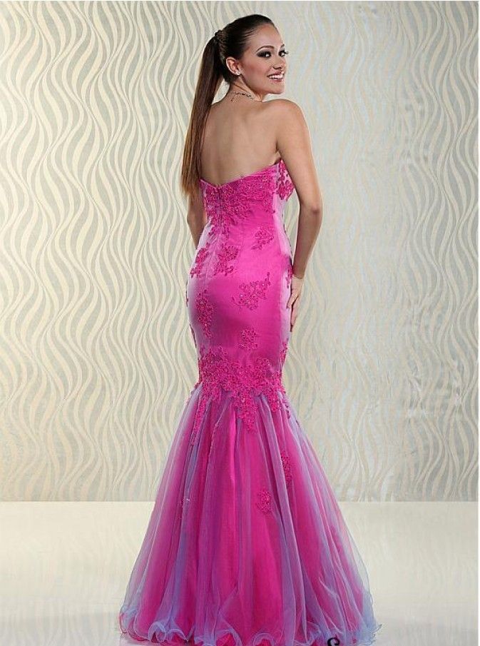 Xcite Size 8 Strapless Lace Pink Mermaid Dress on Queenly