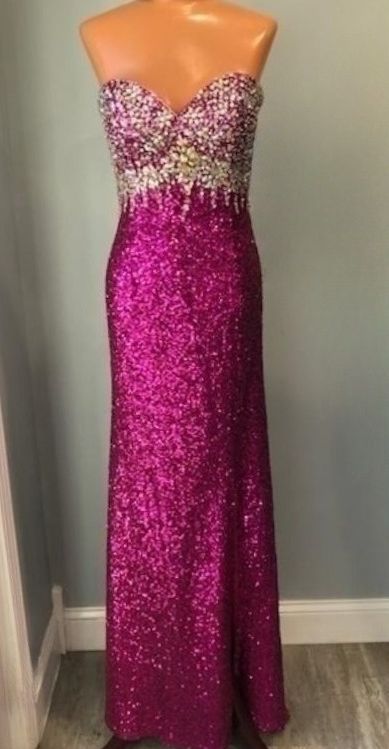 Nina Canacci Size 4 Sequined Pink Side Slit Dress on Queenly