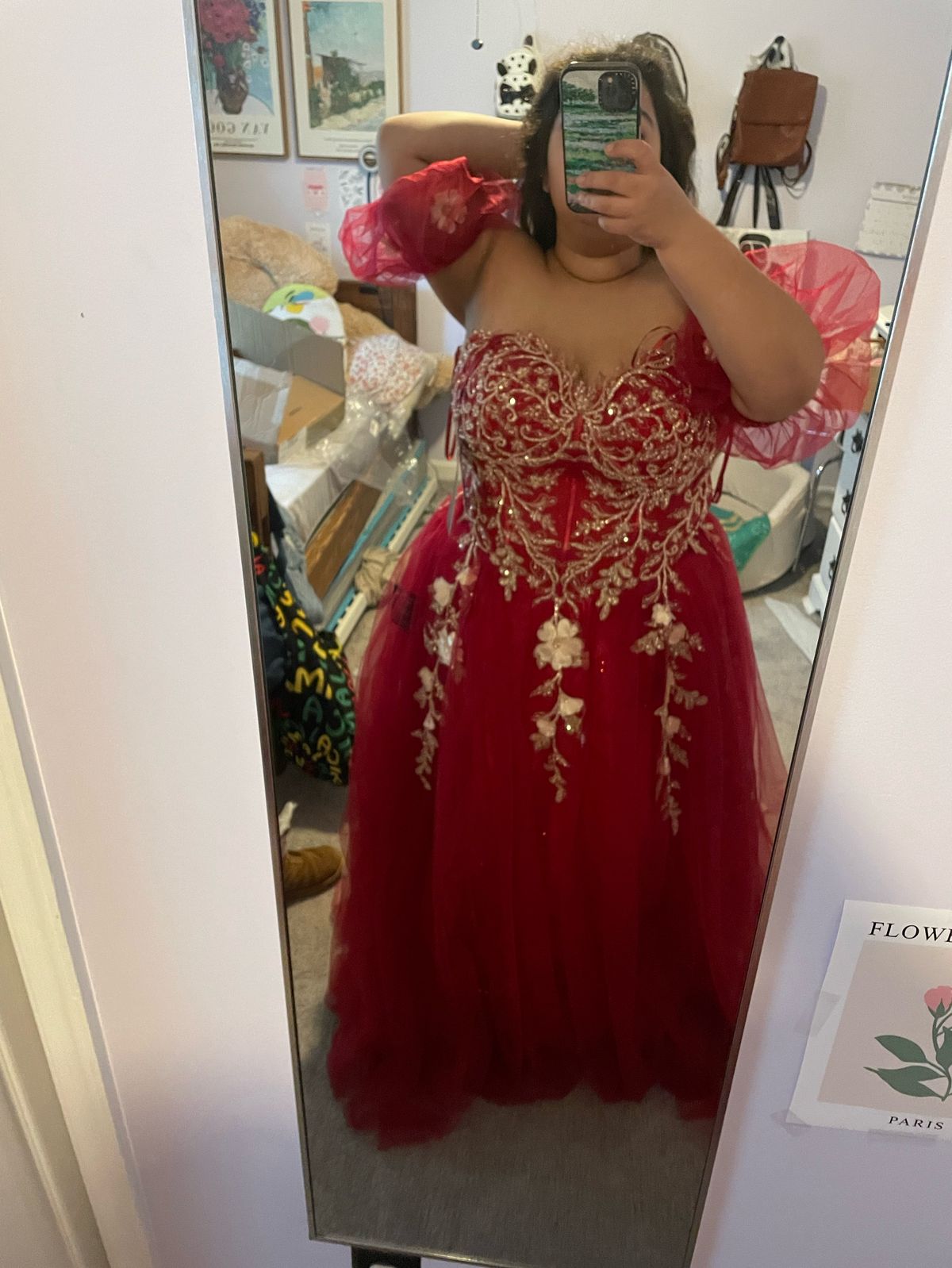 Plus Size 18 Prom Strapless Red Ball Gown on Queenly