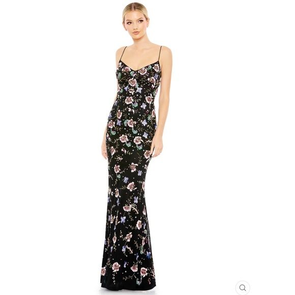 Style 10890 Mac Duggal Size 2 Bridesmaid Sequined Multicolor Floor Length Maxi on Queenly