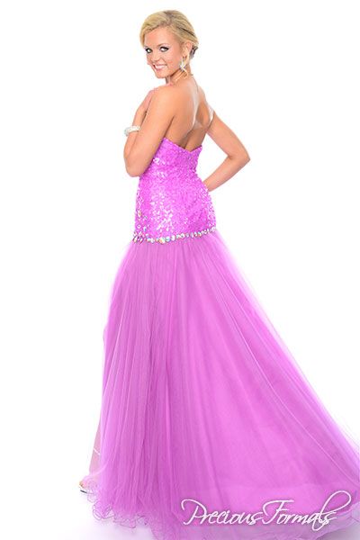 Size 4 Prom Strapless Sequined Pink Side Slit Dress on Queenly