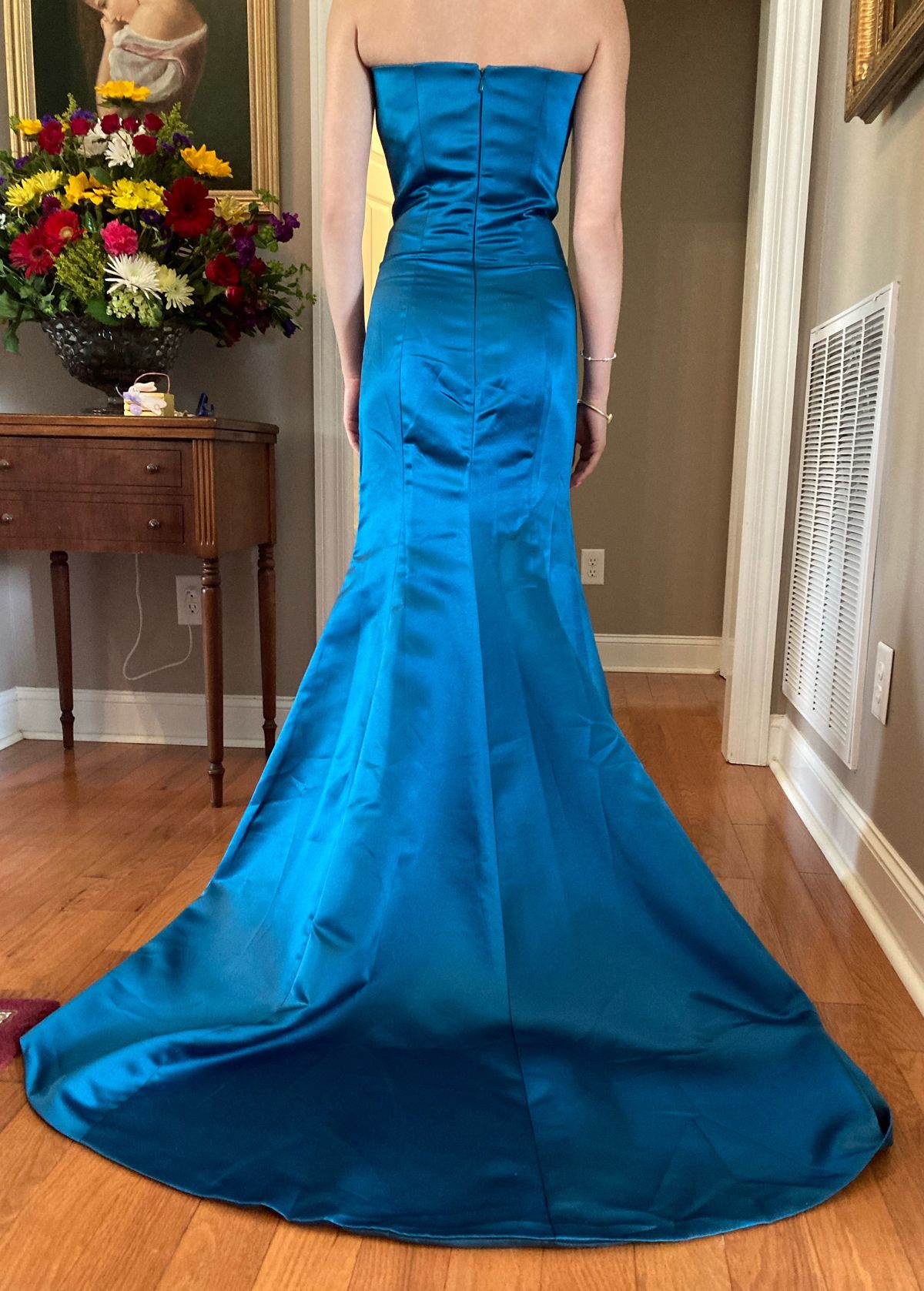 Size 0 Prom Strapless Blue Mermaid Dress on Queenly