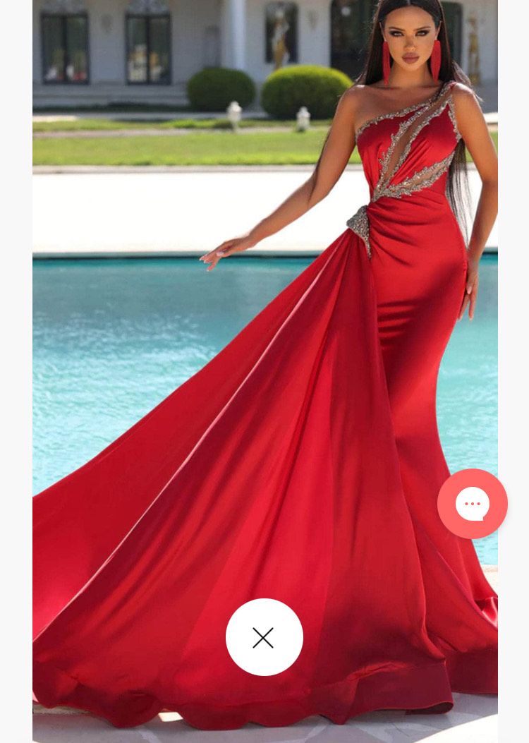 Style 23460 Portia and Scarlett Size 2 Prom One Shoulder Sequined Red Mermaid Dress on Queenly