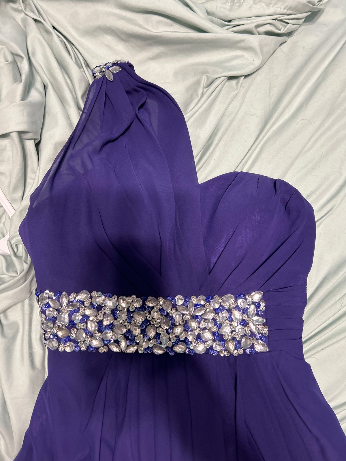JJ’s House Size 4 Prom One Shoulder Purple Floor Length Maxi on Queenly