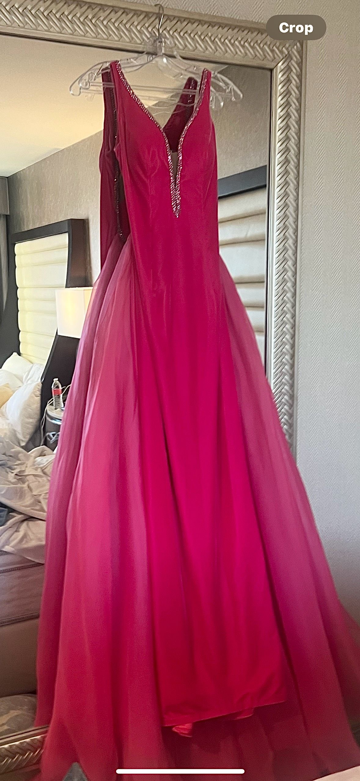 Sherri Hill Size 2 Pageant Plunge Velvet Pink Dress With Train on Queenly