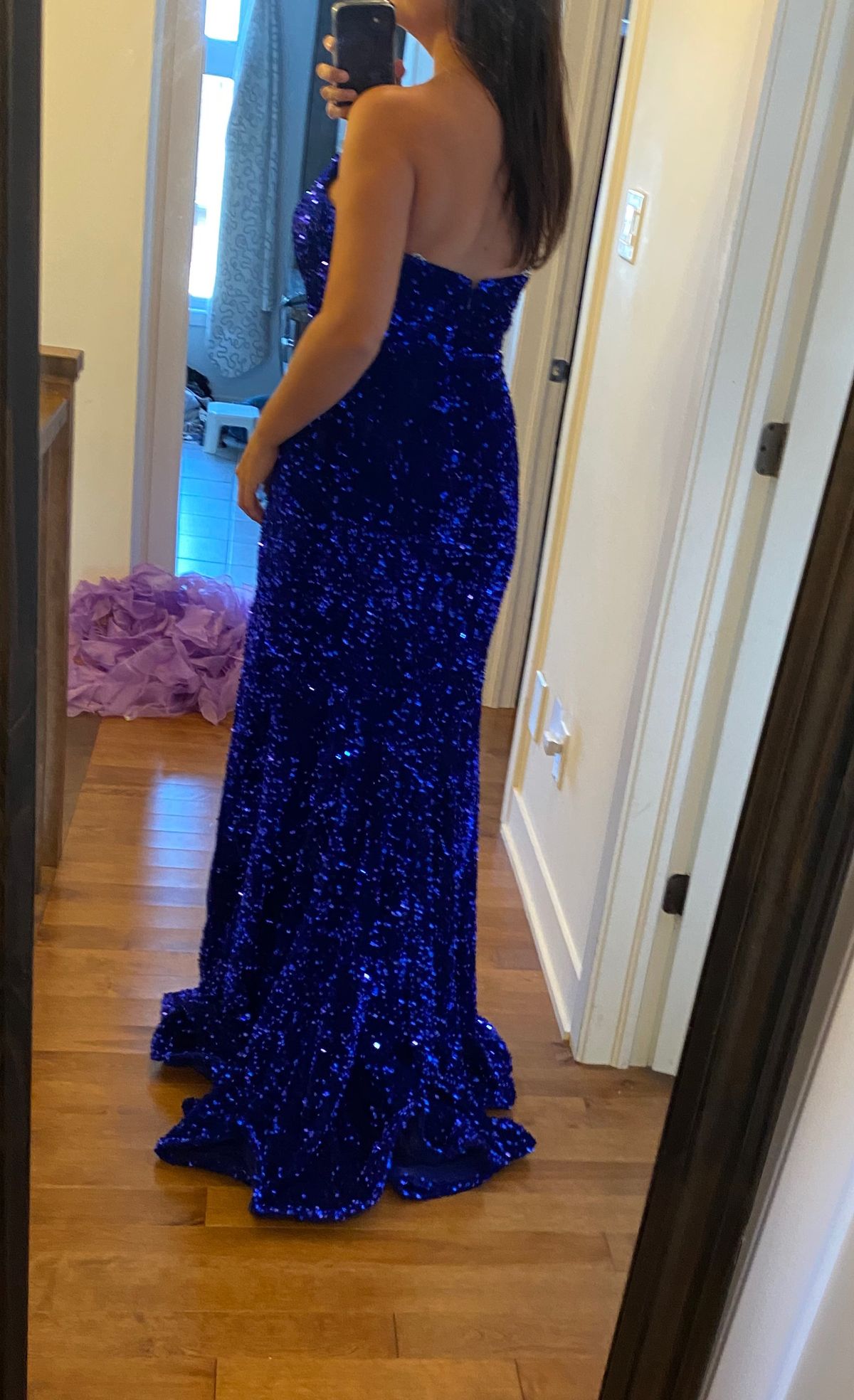 Style Ps23521 Portia and Scarlett Size 8 Prom Blue Side Slit Dress on Queenly