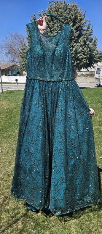 Plus Size 22 Prom Emerald Green Ball Gown on Queenly