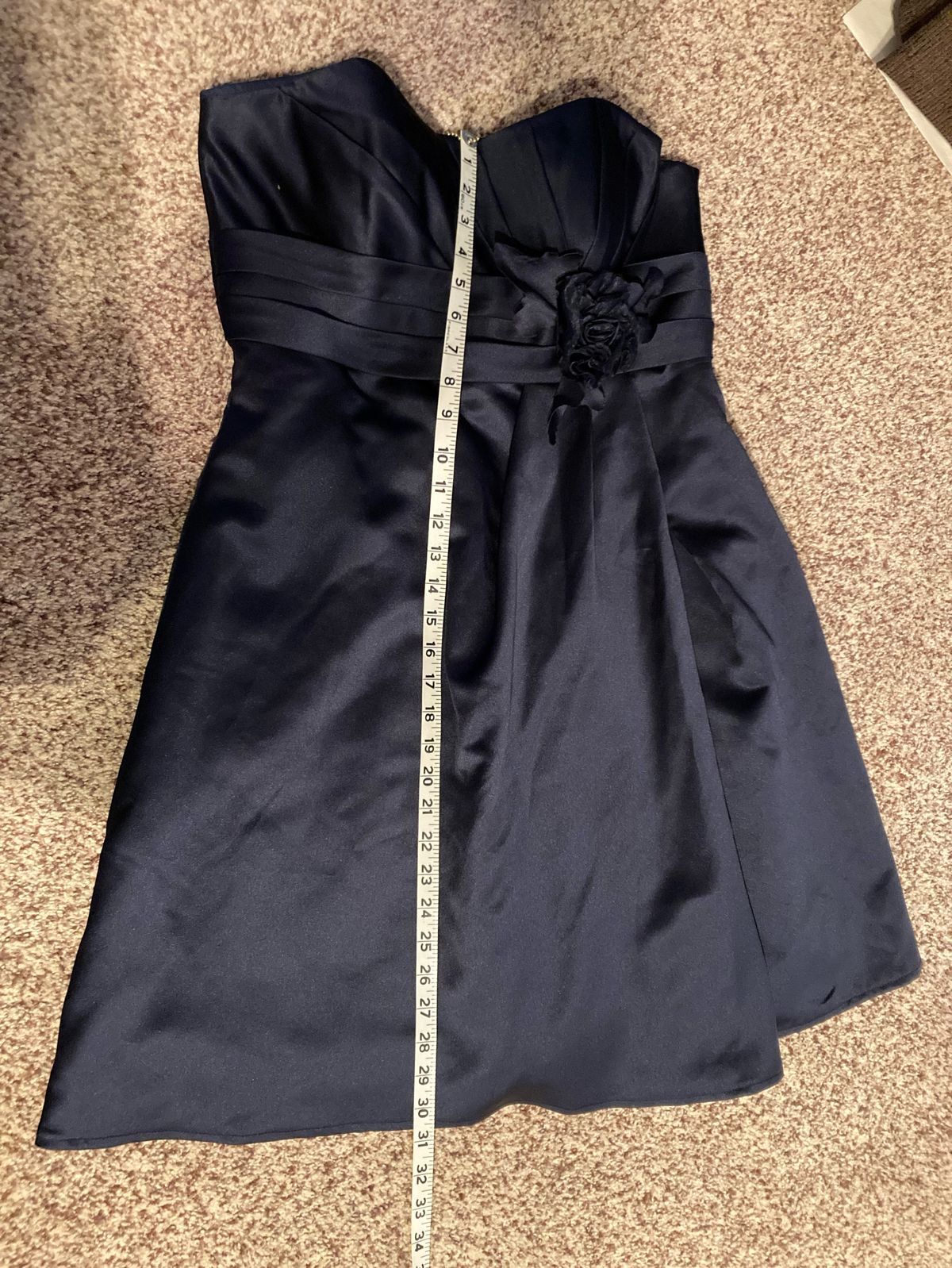 Plus Size 16 Wedding Guest Strapless Blue Cocktail Dress on Queenly