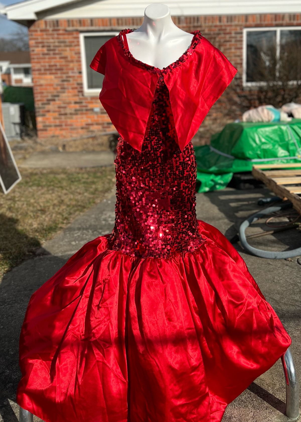 Size 12 Pageant Off The Shoulder Red Mermaid Dress on Queenly