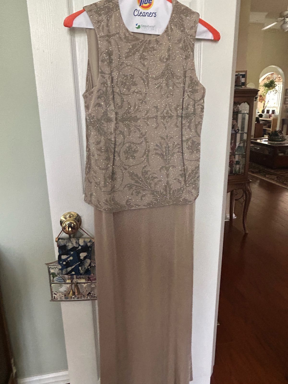 Size 14 High Neck Nude Floor Length Maxi on Queenly