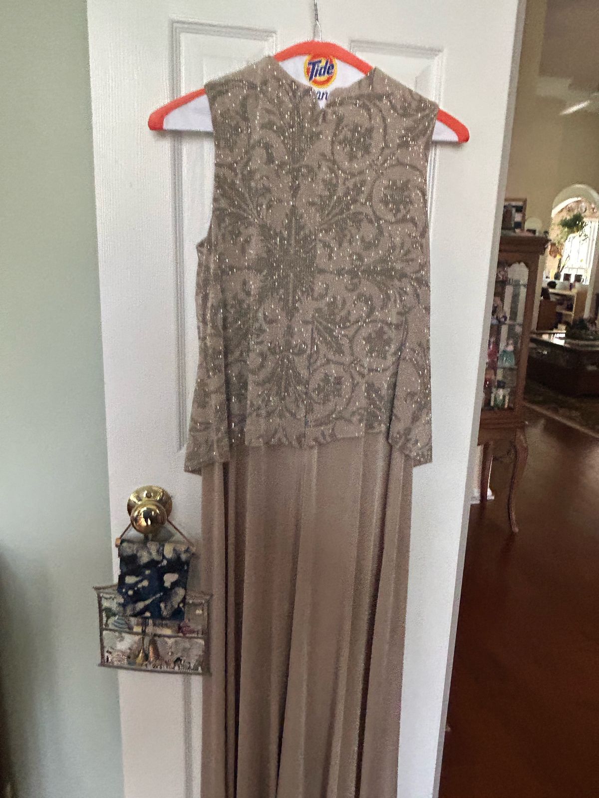 Size 14 High Neck Nude Floor Length Maxi on Queenly