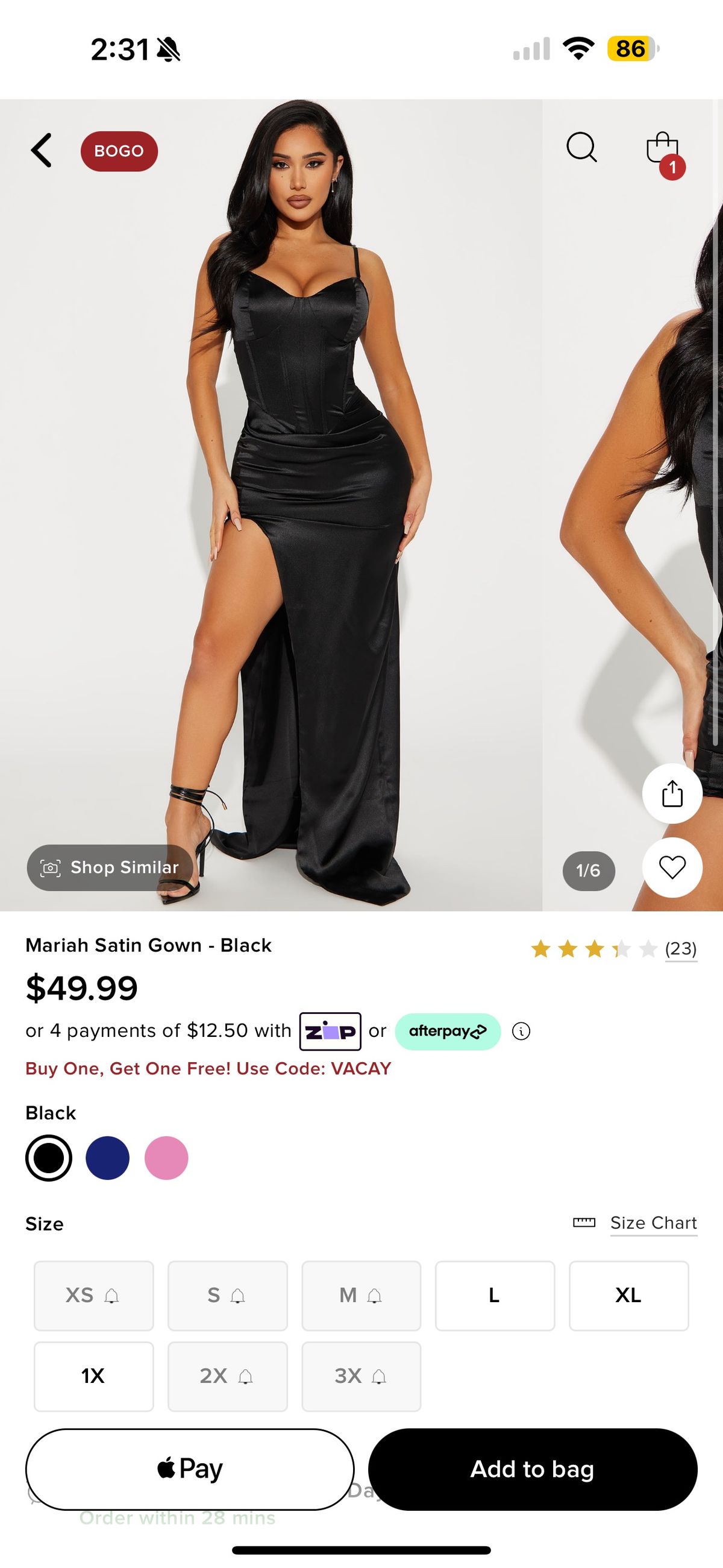 Fashion Nova Size 0 Plunge Black Side Slit Dress on Queenly