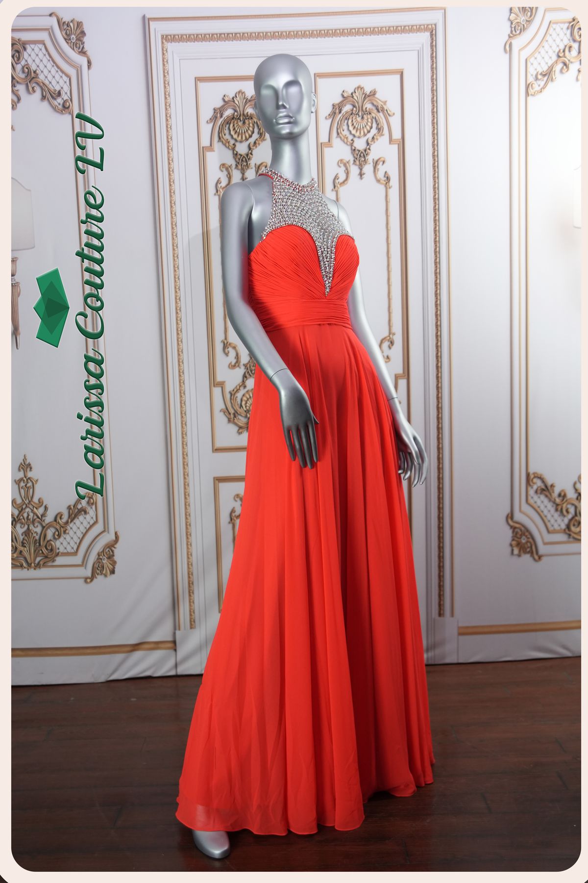 Style LCLV -OR001 Larissa Couture LV Size 6 Satin Orange Floor Length Maxi on Queenly