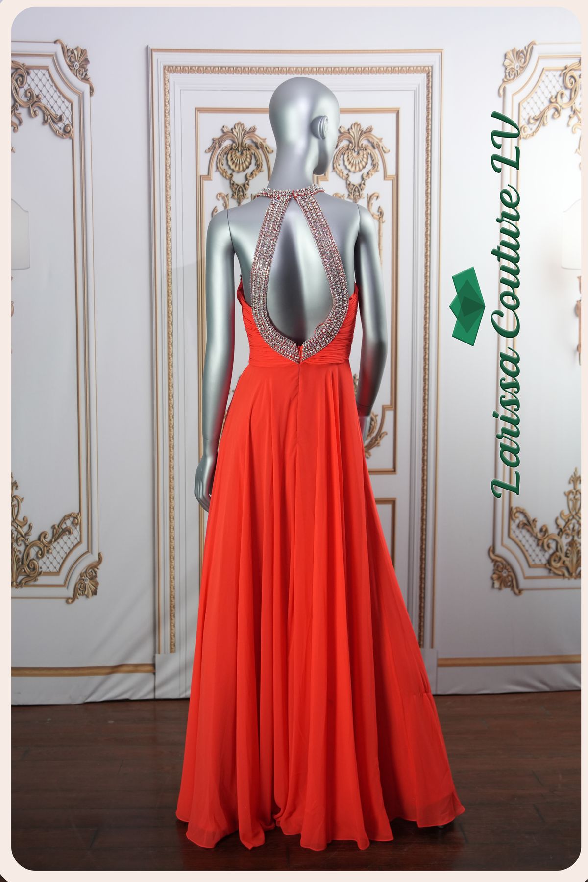 Style LCLV -OR001 Larissa Couture LV Size 6 Satin Orange Floor Length Maxi on Queenly