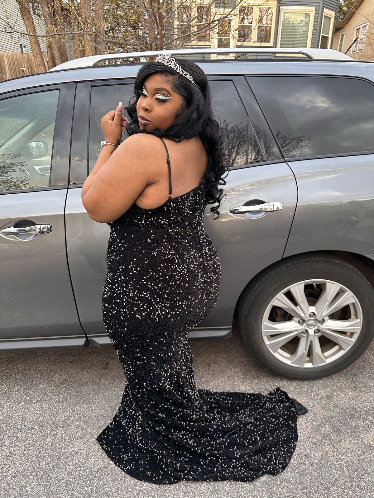 Size 3X Prom Off The Shoulder Black Mermaid Dress on Queenly