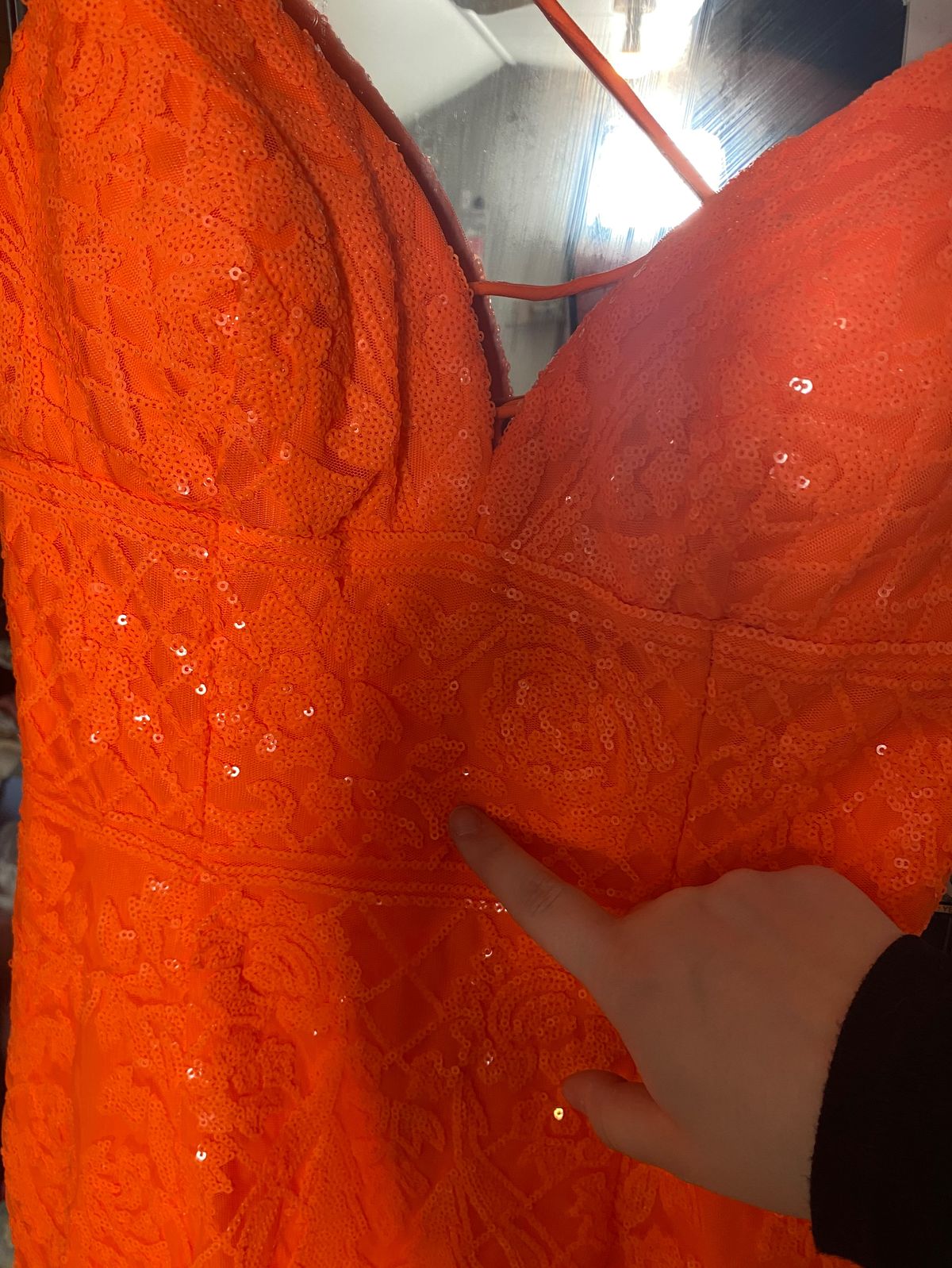 Amarra Size 6 Homecoming Plunge Orange Cocktail Dress on Queenly