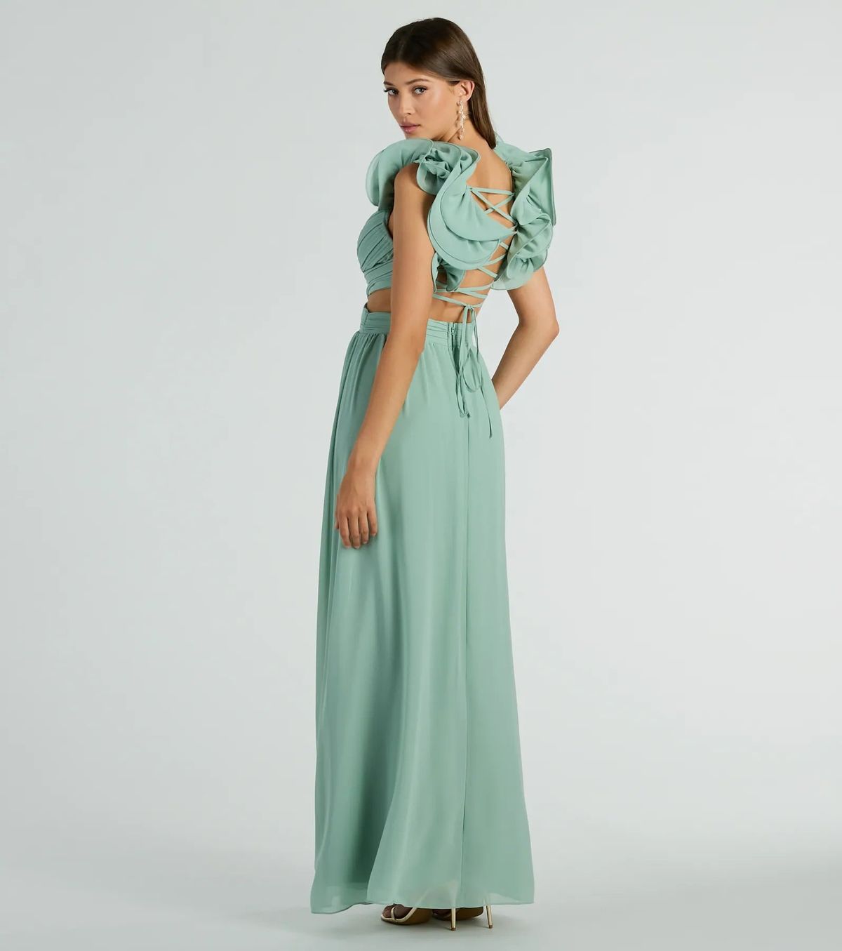 Style 05002-8057 Windsor Size 0 Bridesmaid Green Floor Length Maxi on Queenly