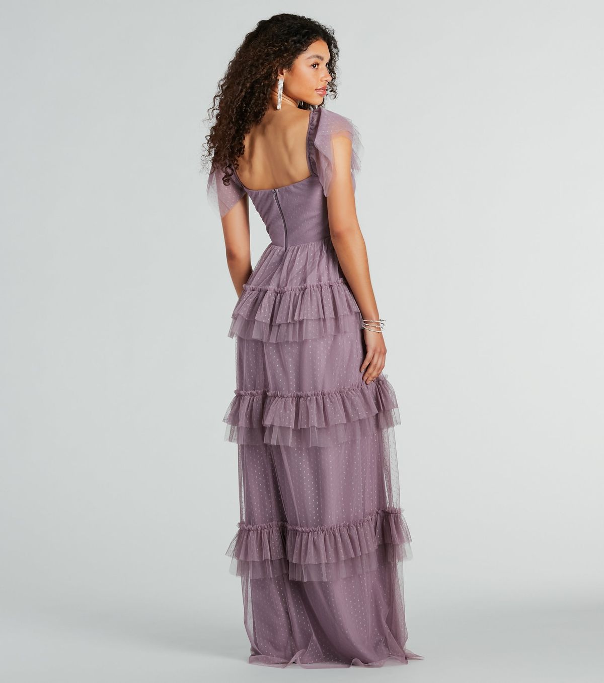 Style 05002-7836 Windsor Size XS Bridesmaid Sheer Purple Floor Length Maxi on Queenly