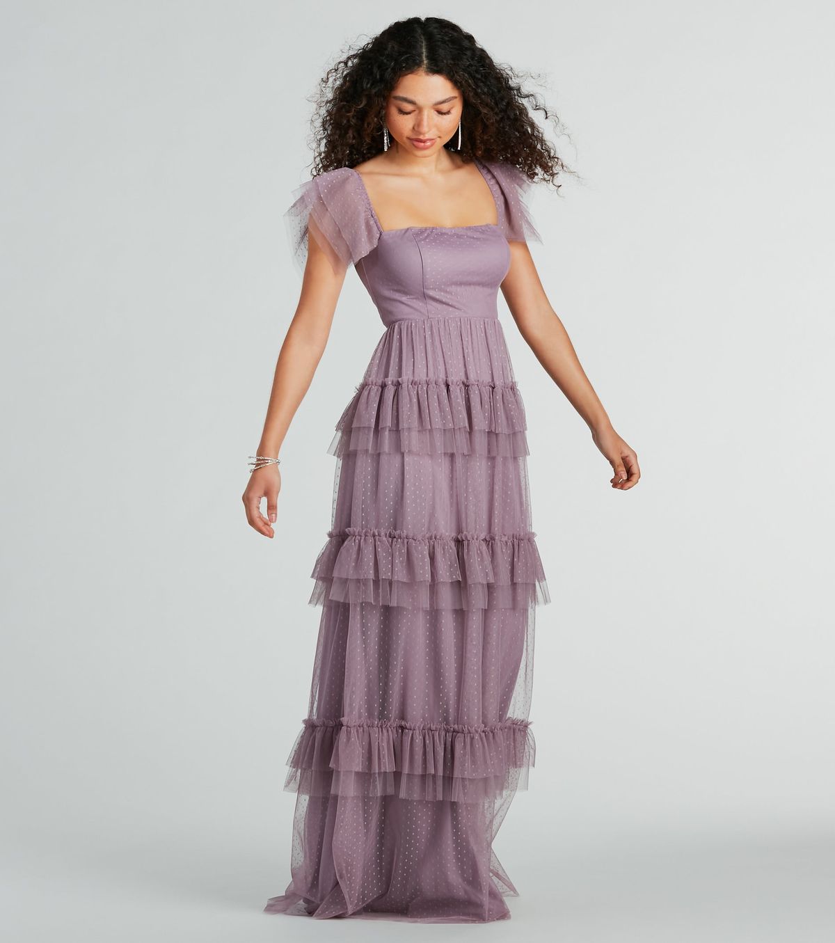Style 05002-7836 Windsor Size XS Bridesmaid Sheer Purple Floor Length Maxi on Queenly