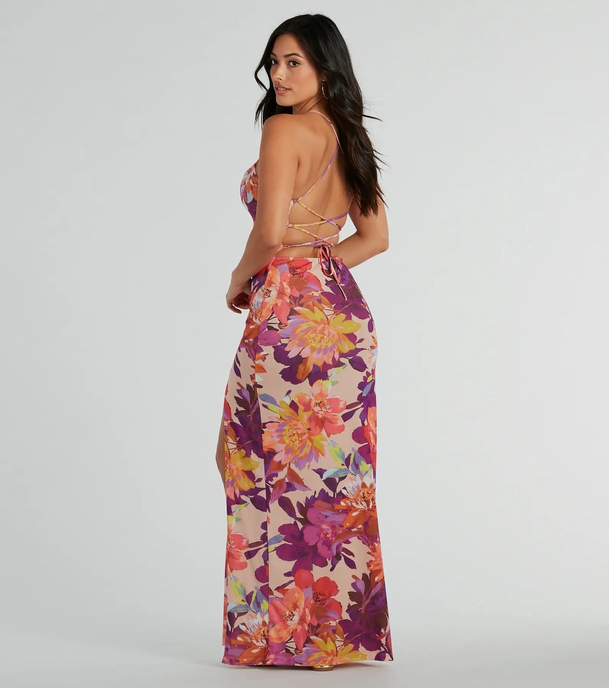 Style 05101-3241 Windsor Size L Floral Multicolor Side Slit Dress on Queenly