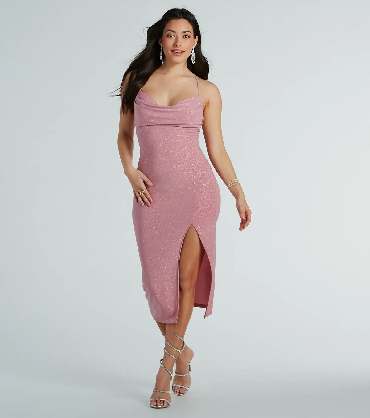 Style 05101-2983 Windsor Size L Prom Pink Side Slit Dress on Queenly