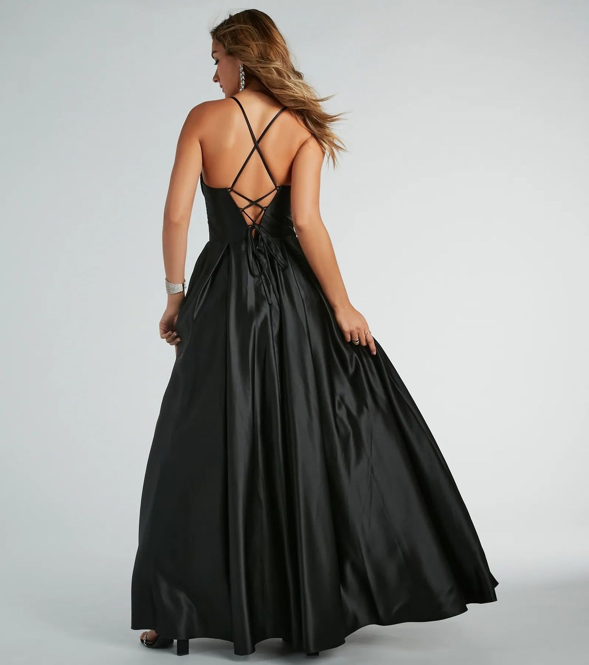 Style 05004-0196 Windsor Size 2 Prom Sheer Black Floor Length Maxi on Queenly
