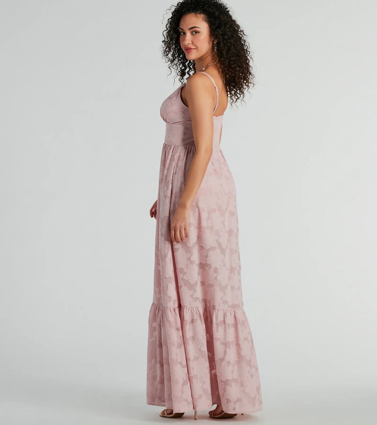 Style 05101-3200 Windsor Size S Wedding Guest Floral Pink Side Slit Dress on Queenly