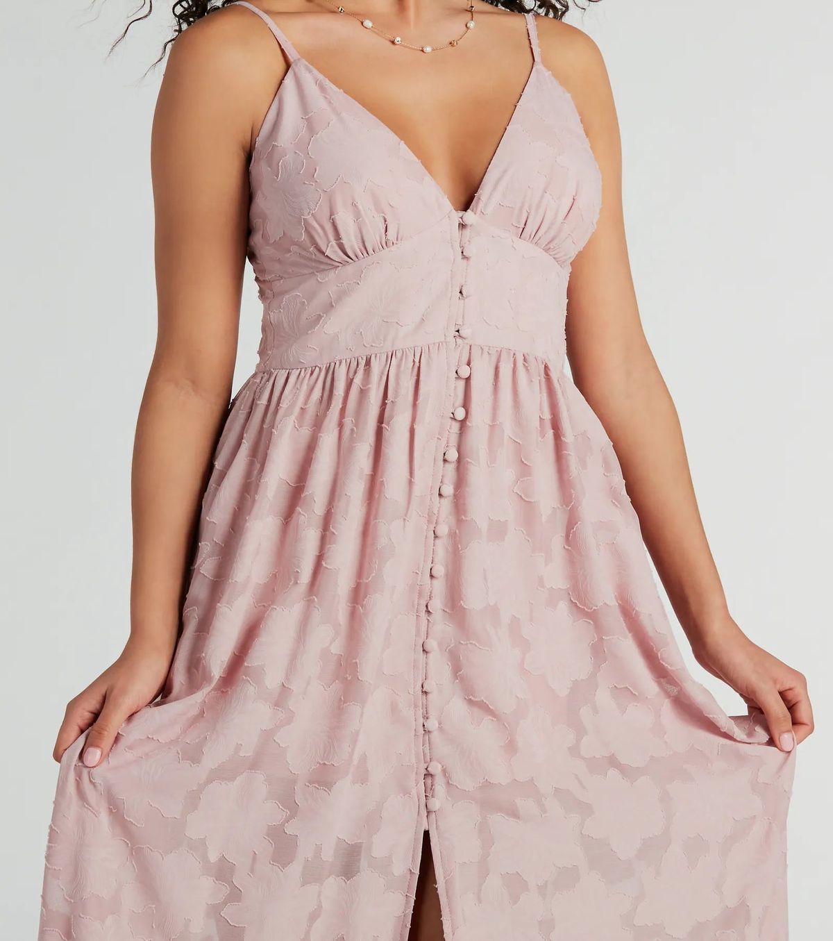 Style 05101-3200 Windsor Size S Wedding Guest Floral Pink Side Slit Dress on Queenly