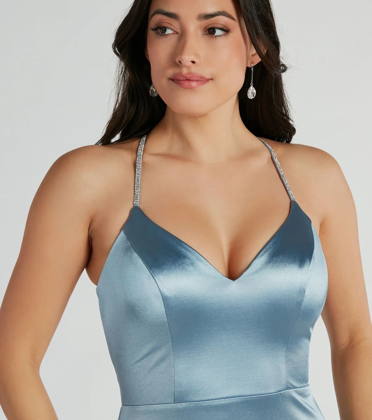 Style 05002-8044 Windsor Size S Bridesmaid Plunge Blue Mermaid Dress on Queenly