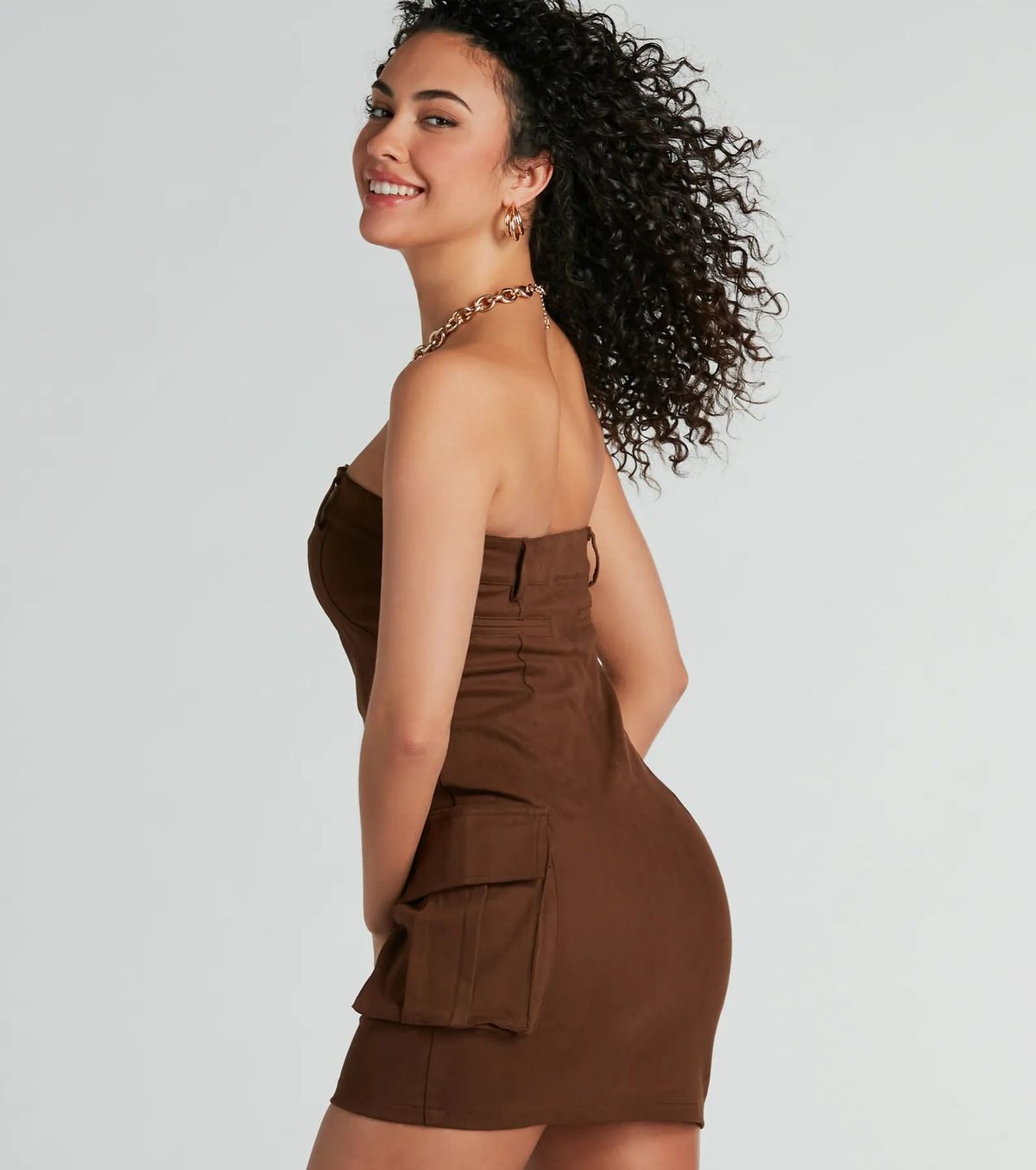 Style 05102-5503 Windsor Size S Strapless Brown Cocktail Dress on Queenly