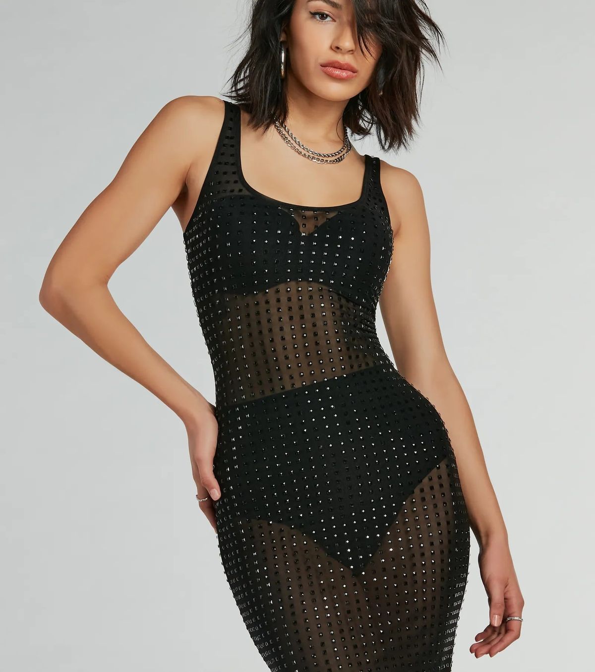 Style 05103-5512 Windsor Size S Sheer Black Side Slit Dress on Queenly