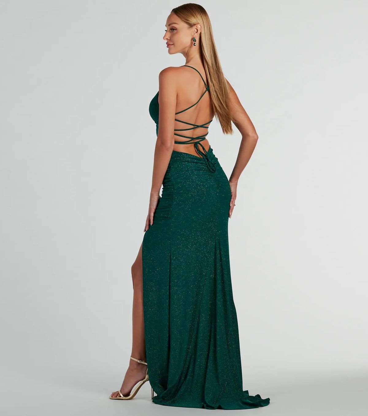 Style 05002-8370 Windsor Size L Bridesmaid Green Side Slit Dress on Queenly
