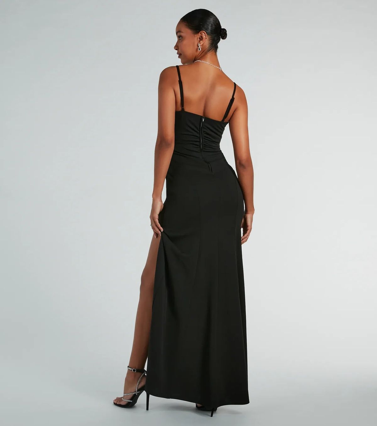 Style 05002-8195 Windsor Size M Bridesmaid Black Side Slit Dress on Queenly