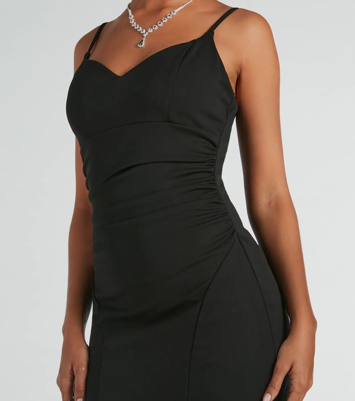 Style 05002-8195 Windsor Size L Bridesmaid Black Side Slit Dress on Queenly