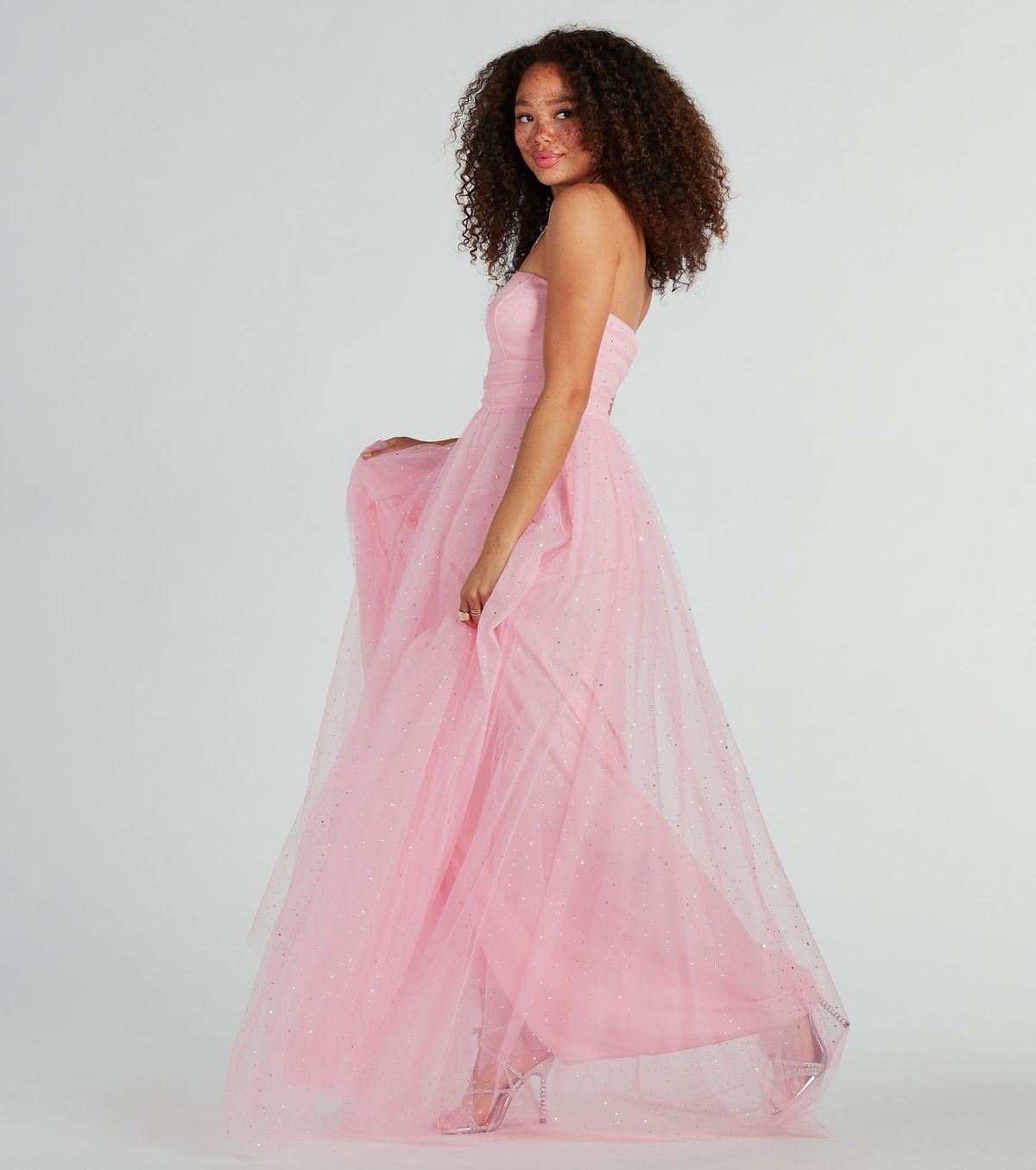 Style 05002-8033 Windsor Size XS Prom Strapless Sheer Pink Floor Length Maxi on Queenly