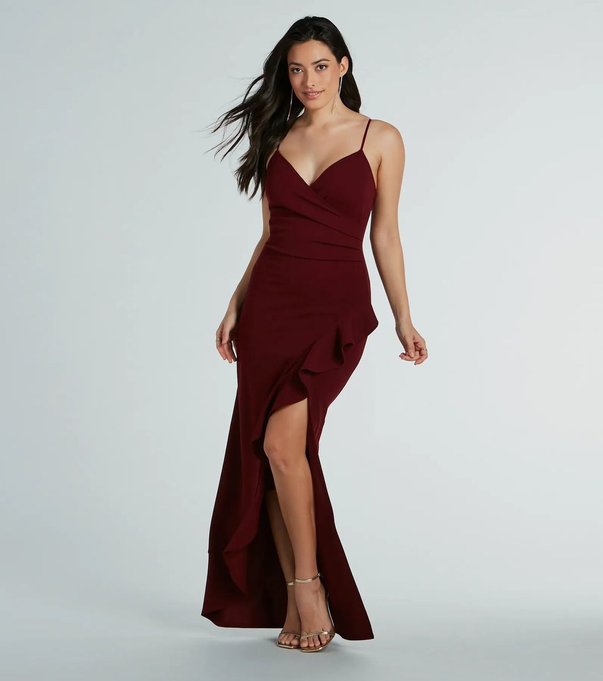 Style 05002-8396 Windsor Size XS Bridesmaid Red Side Slit Dress on Queenly