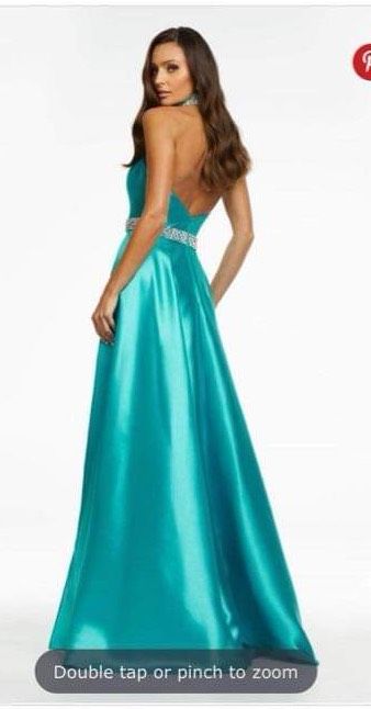 Ashley Lauren Size 0 Prom High Neck Blue Ball Gown on Queenly