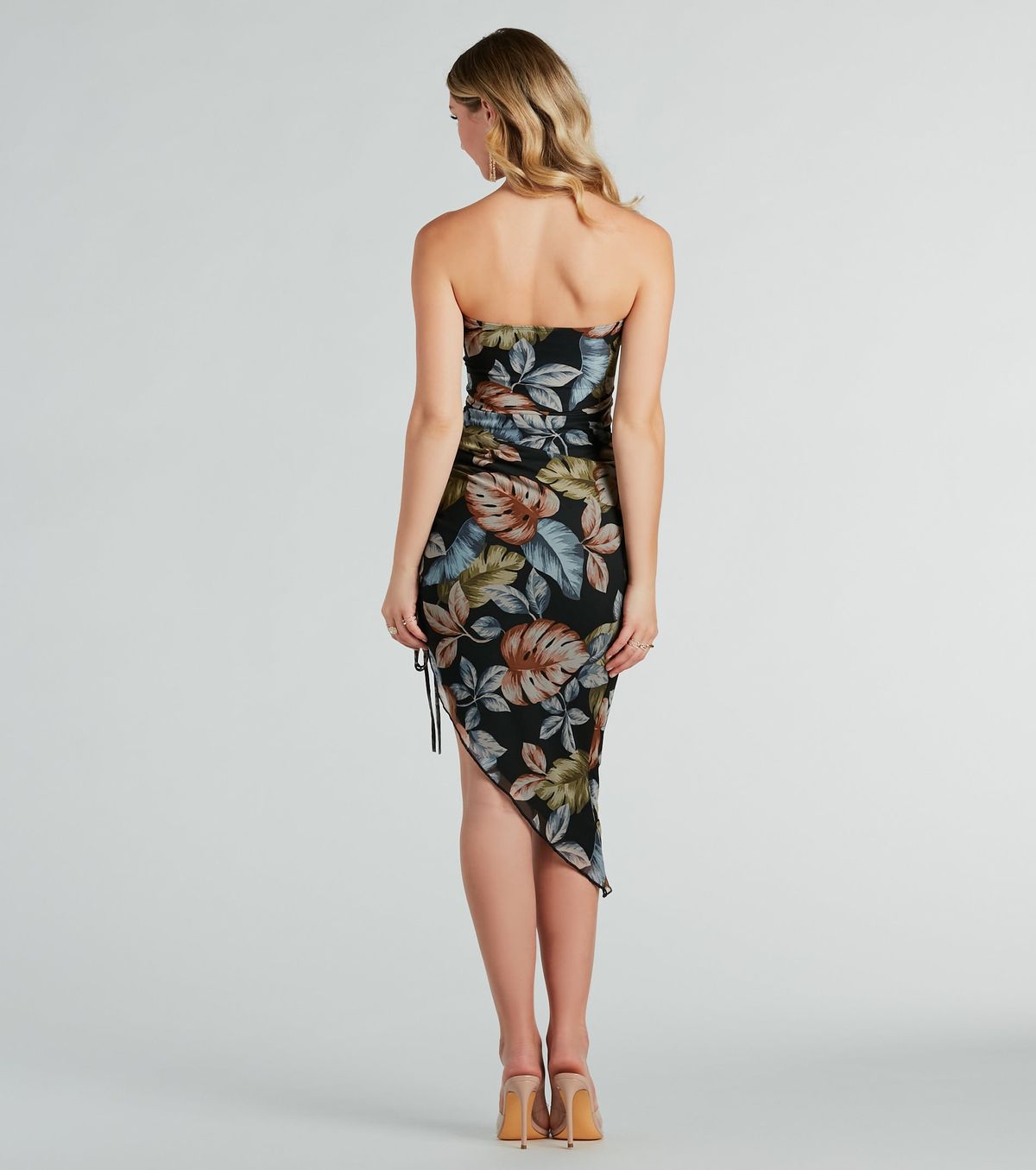 Style 05102-5486 Windsor Size L Strapless Sheer Black Side Slit Dress on Queenly