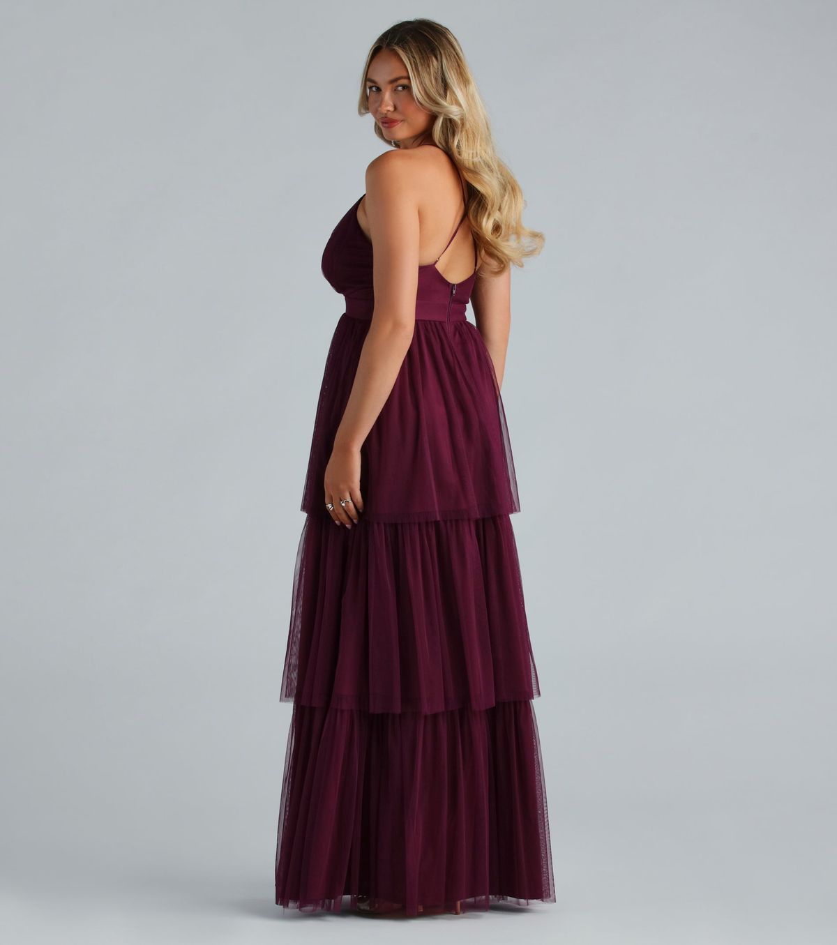 Style 05002-7763 Windsor Size S Bridesmaid Sheer Purple Floor Length Maxi on Queenly