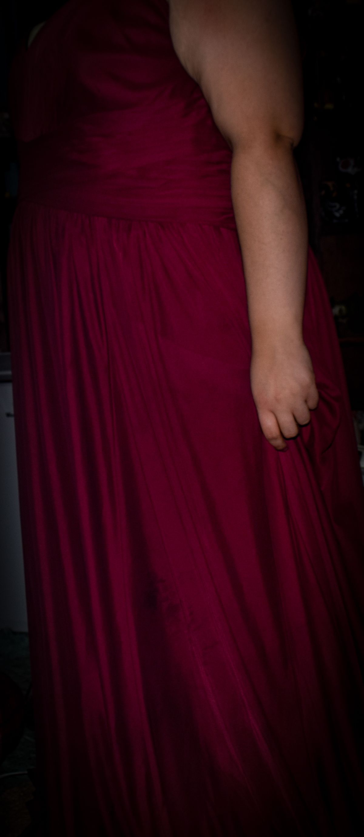 David's Bridal Plus Size 22 Sheer Burgundy Red A-line Dress on Queenly