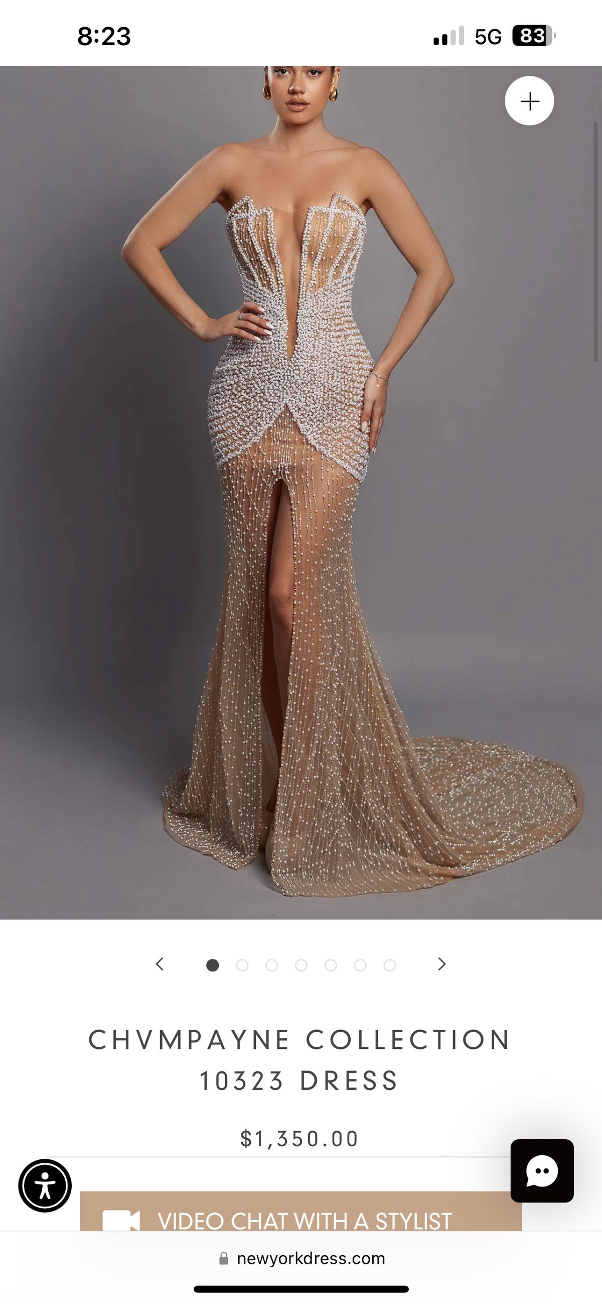 Style 10323 CHVMPAYNE COLLECTION Plus Size 16 Prom Nude Dress With Train on Queenly